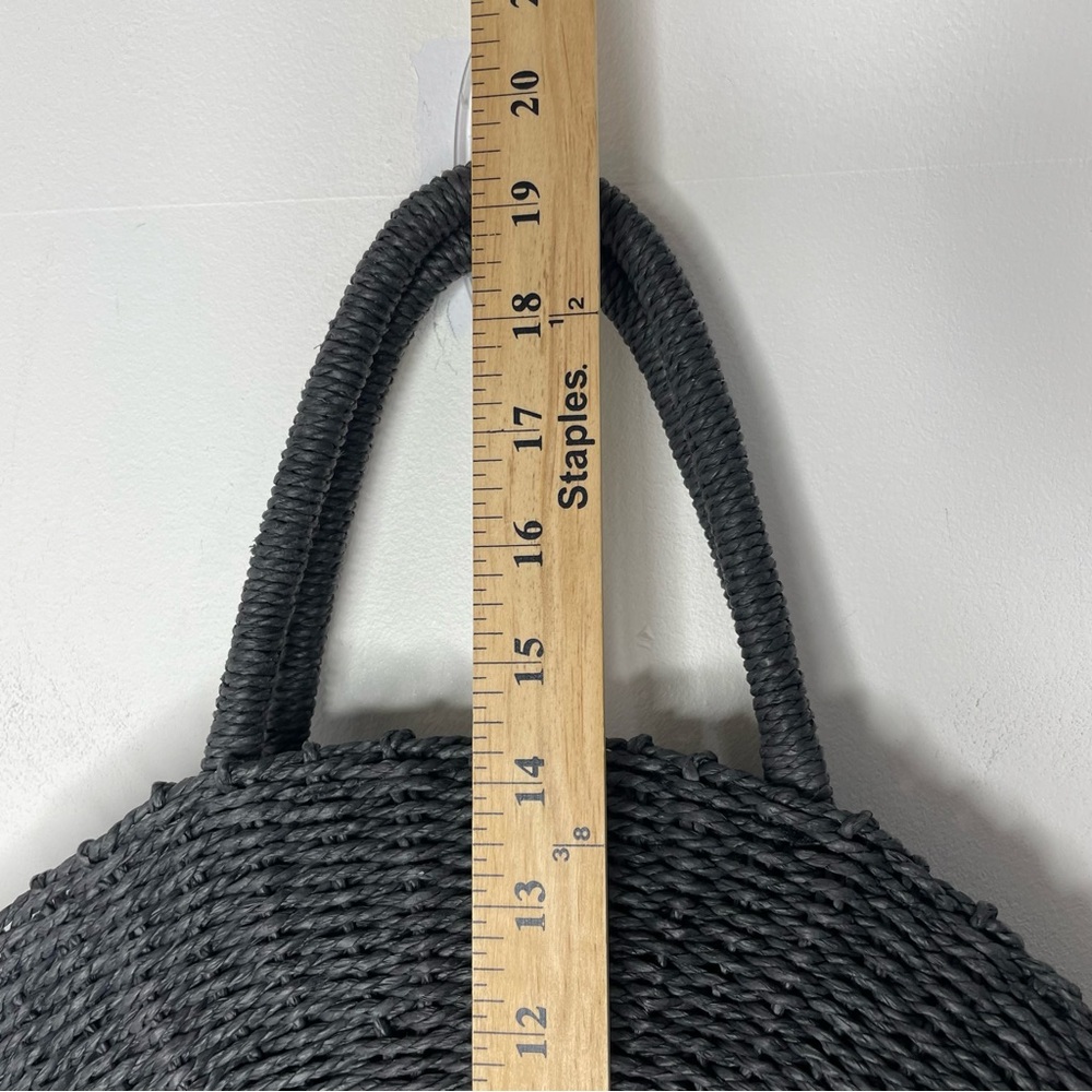 Abercrombie & Fitch Large Straw Women's Black Tote Bag Natural Round Bag - Picture 9 of 10